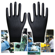 Nitrile Coated Work Gloves Black Size 8/L 12 Pairs