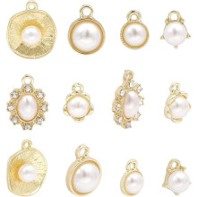 12 buc. și 6 stiluri de accesorii pentru cercei cu perle și flori, kit de cercei suspendați DIY din aliaj cu 40 buc. piulițe pentru cercei din