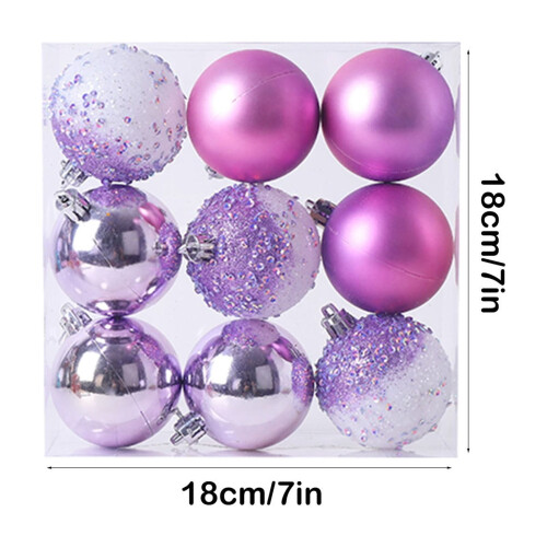 Shatterproof Christmas Ornament Set Purple 9 pcs 2