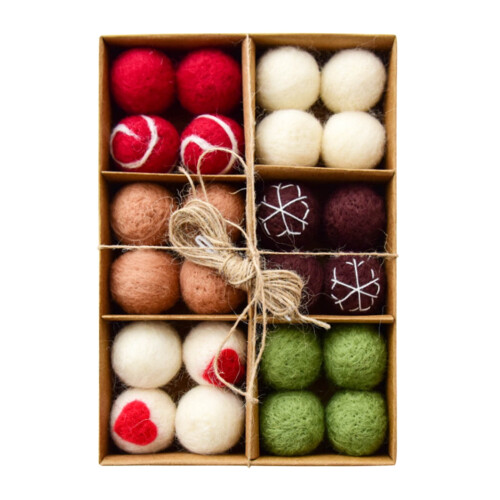 Christmas Tree Decorations Blue Wool Balls 24pcs 1