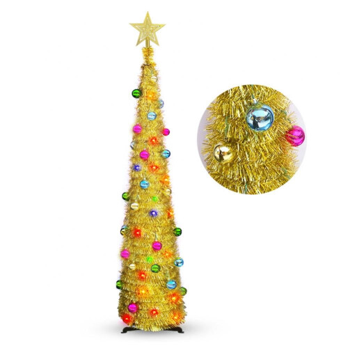 5FT Pre-lit Pop-Up Tinsel Christmas Tree with Sequins
