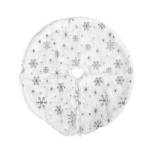 Jupe de sapin étoilée à flocons de neige argentés, 40 cm (15,7 pouces), jupe de sapin en fausse fourrure, mini jupe de sapin de Noël, tapis de