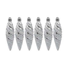 Christmas Spiral Ball Ornaments Silver 6 pcs