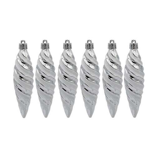 Christmas Spiral Ball Ornaments Silver 6 pcs