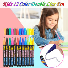 Rotuladores Viflosae12PC, Rotuladores de pintura para vidrio artístico, Rotuladores de contorno para escribir, 12 ml, Organizador de material de