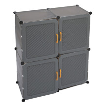 4 Door 6 Tier Dark Grey PP Plastic Modular Shoe Storage Cabinet Dustproof Shoe Organizer for Entryway