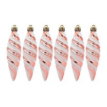 Rose Gold Christmas Spiral Ball Ornaments 6 pcs
