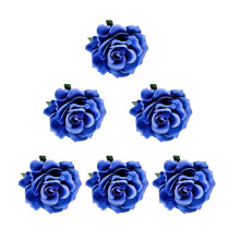 Broșă floare din pânză albastru-cer 10 cm 6 buc
