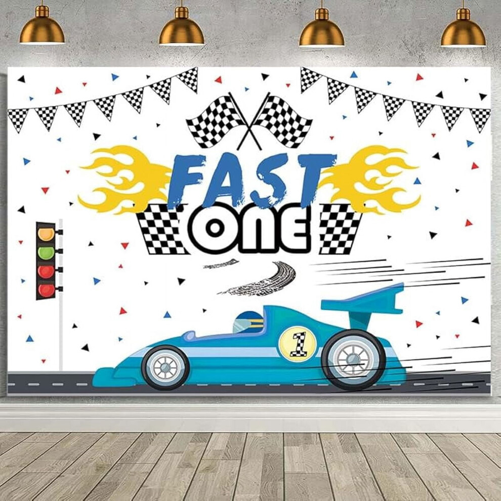 Race Car Birthday Backdrop 7X5 Ft Checkered Flag Theme 901175922930