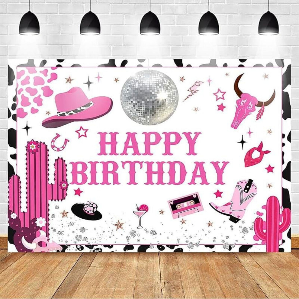 Cowgirl Birthday Backdrop Hot 7X5 Ft Pink 901175922299