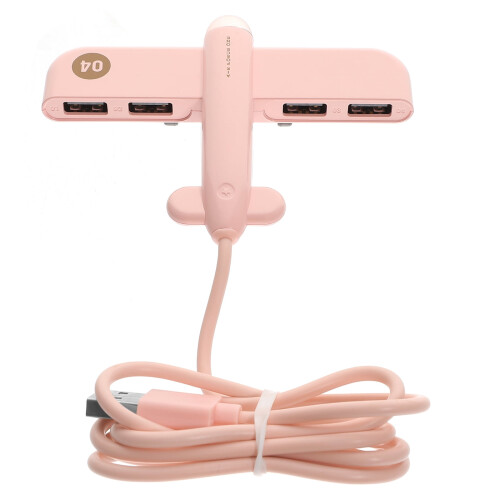 Φορτιστής USB Airplane σε ροζ χρώμα με 4 θύρες για επιτραπέζιο υπολογιστή 2