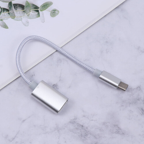 USB-C til USB-A forlengerkabel OTG datasynkroniseringslader sølvfarget 2