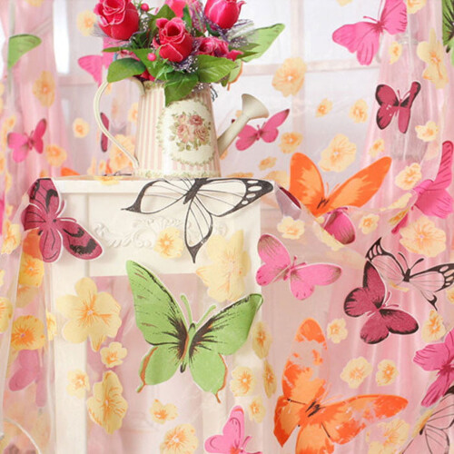 Butterfly Sheer Voile Curtain Panel 200x100cm 1