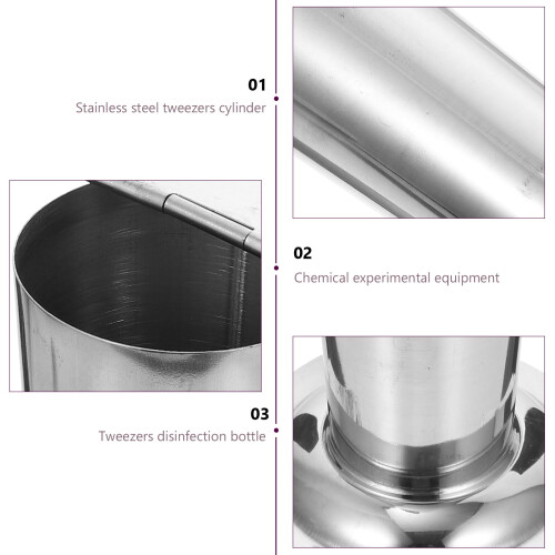 Stainless Steel Sterilization Jar with Tweezers 2 Pc 2