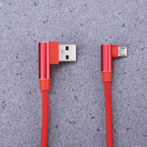 USB Micro Flettet Datakabel 1m Rettvinklet Rød 1