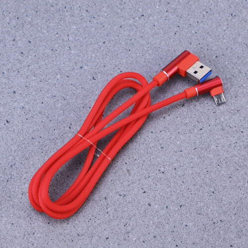 USB Micro Flettet Datakabel 1m Rettvinklet Rød 2