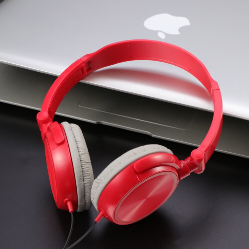 Cuffie con microfono, leggere, pieghevoli, rosse 1