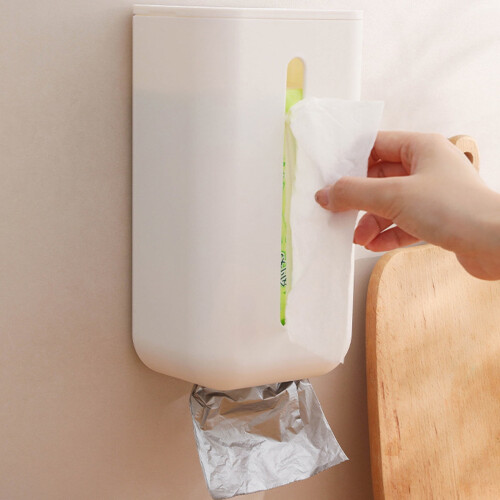 Wall-mounted paper box trash bag holder white ABS 2
