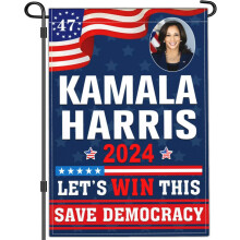 Drapeau de jardin Kamala Harris 2024, panneau double face 12 x 18, bannière décorative extérieure patriotique compatible avec Kamala Harris pour