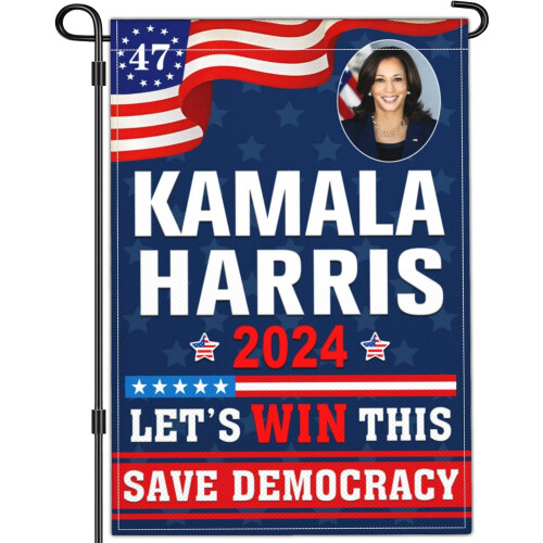 Kamala Harris2024Σημαία Κήπου, Πινακίδα Διπλής Όψης 12x18, Πατριωτικό Διακοσμητικό Πανό