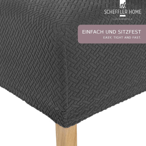 Stolsöverdrag Stretchig Antracit Flanell Set om 2 2
