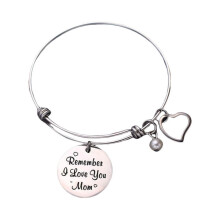 Silver Titanium Steel Pearl Heart Bracelet for Mom
