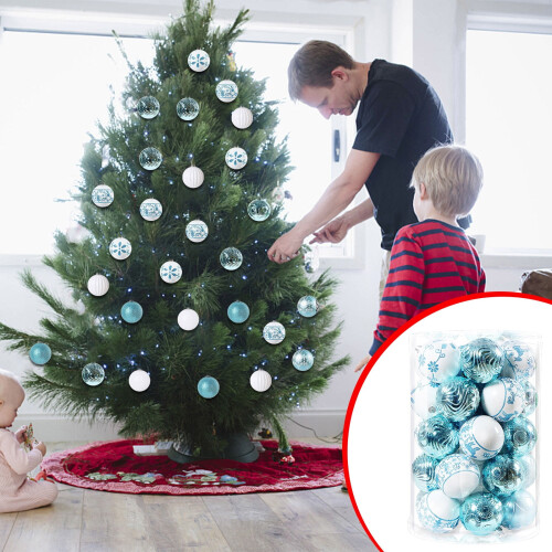 Blue Christmas Ball Ornaments Shatterproof Plastic 34PCS 1
