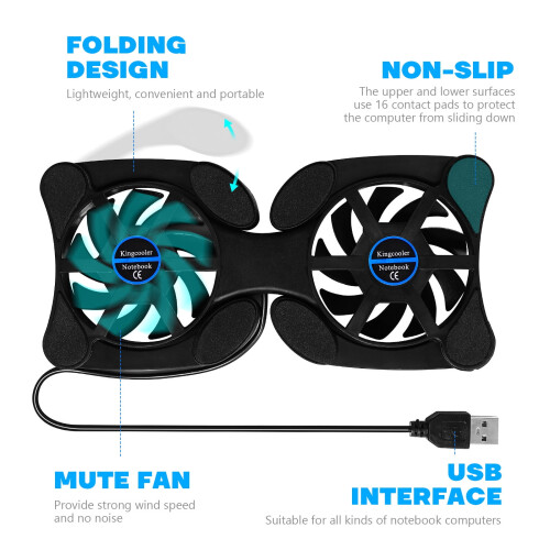 Refroidisseur d'ordinateur portable pliable en forme de pieuvre avec 2 ventilateurs 1
