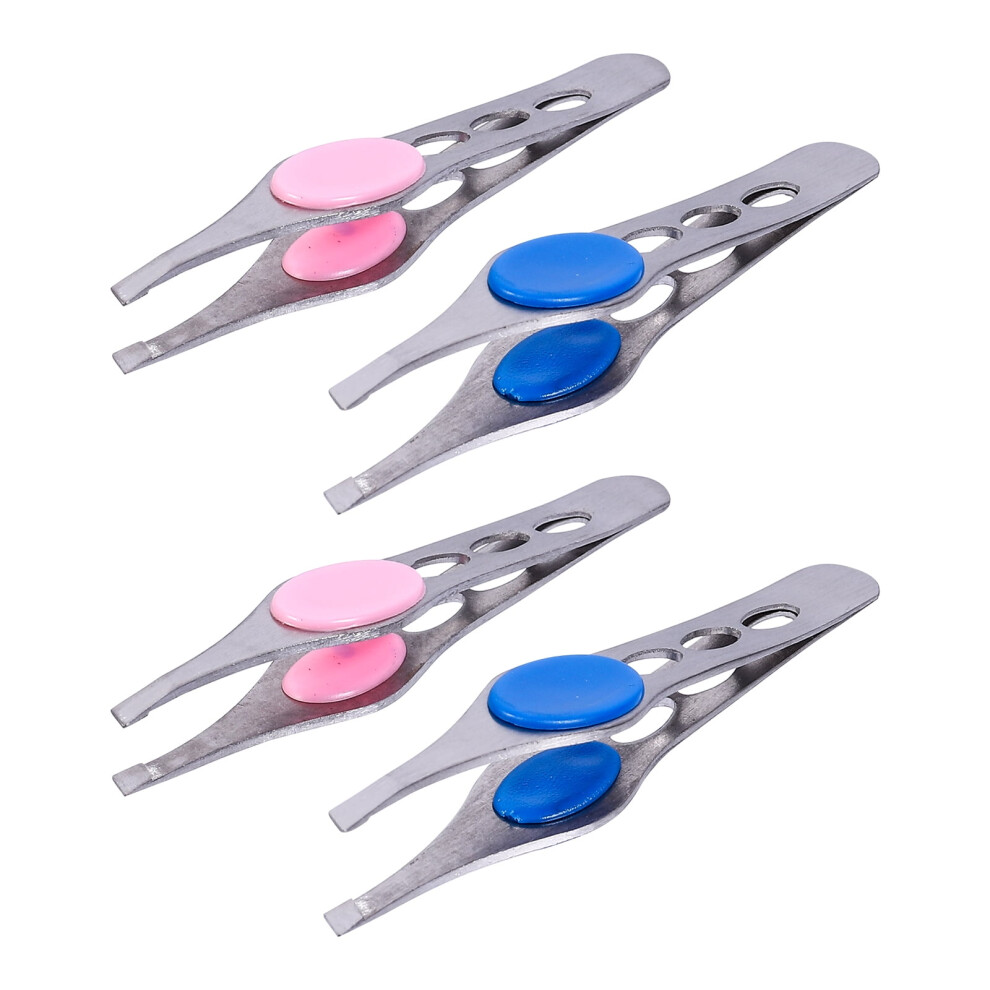 Stainless Steel Eyebrow Tweezers Set 4 Pieces