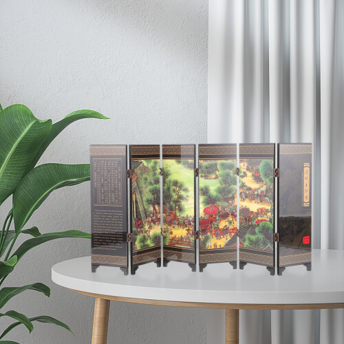 Vintage decorative screen room divider with shelves 1