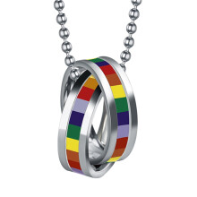 Collar con anillo arcoíris de acero inoxidable Orgullo LGBTQ