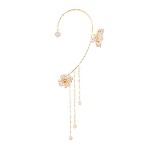Boucles d'oreilles pendantes à pompons et fleurs, style français, sans perçage, clips d'oreilles 1
