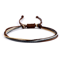 Braccialetto in corda intrecciata cerata, regolabile, unisex, colorato