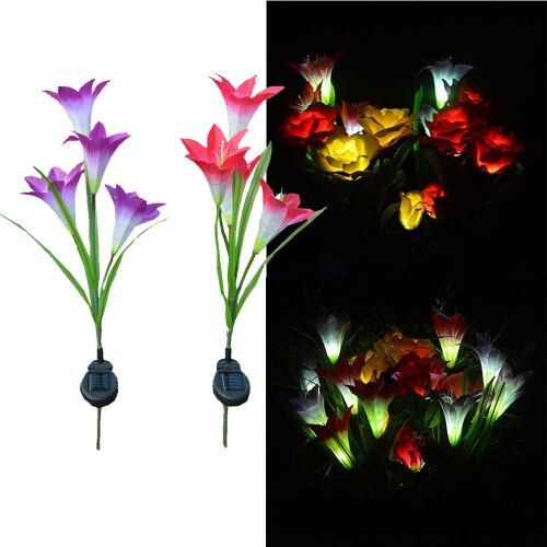 Solar-Gartenleuchte mit 4 LED-Köpfen 1