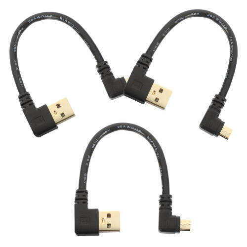 Micro USB-kabel 90 kort 3 st 1