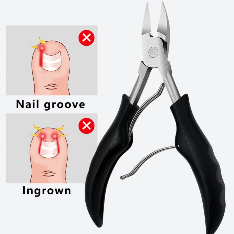 Nail Clippers Black Precision for Thick or Ingrown Toenails