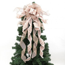 Christmas Tree Topper Bow Grey Silver Snowflake 40x12 Inch