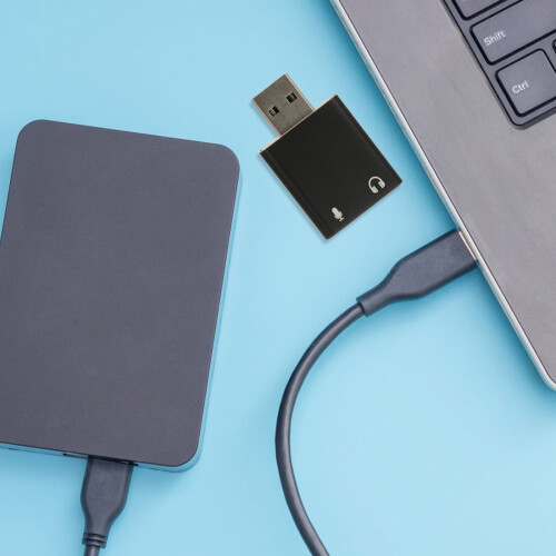 USB-geluidskaart met microfoon- en hoofdtelefoonaansluiting 1