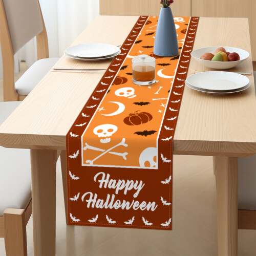 Τραπεζομάντιλο Halloween από απομίμηση λινού 140x35εκ.