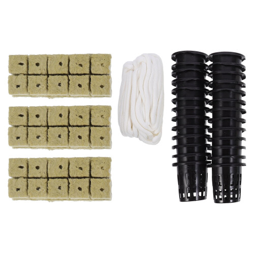 Hydroponics Net Cups and Wool Starter Plugs Set