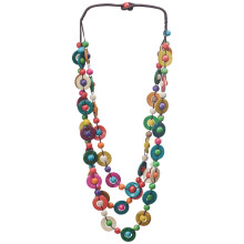 Collar de concha de coco para mujer, colorido y con capas.