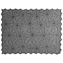 Nappe d'Halloween rectangulaire en polyester noir et dentelle