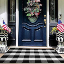 Buffalo Check Outdoor Rug Cotton Hand Woven 23.6x35.4 Inch