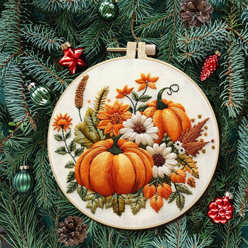 Weihnachtsstickset mit Blumenmuster zum Selbersticken