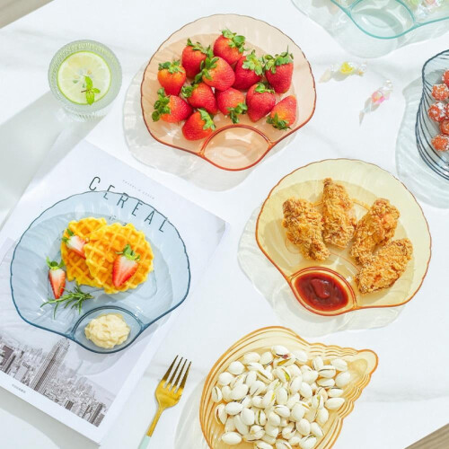 Assiettes multi-usages en plastique transparent pour les collations et 2