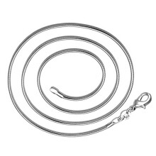 Collar de cadena de serpiente chapado en plata de 1 mm y 26 pulgadas