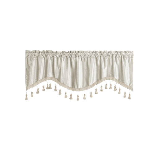 Polyester Fringed Window Curtains with Tassel Trim - White 1