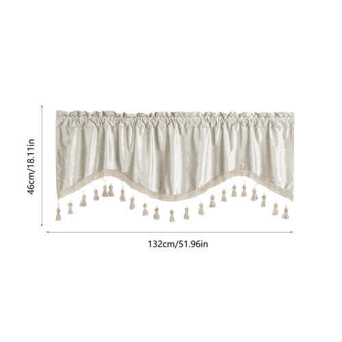 Polyester Fringed Window Curtains with Tassel Trim - White 2