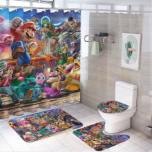 Mario Duschvorhang-Set mit rutschfester Badematte und WC-Halterung