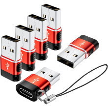 6-Pack USB-A to USB-C Adapter, USB-C Female to USB-A Male Converter Compatible with iPhone, MacBook, iPad, AirPods & Chargers